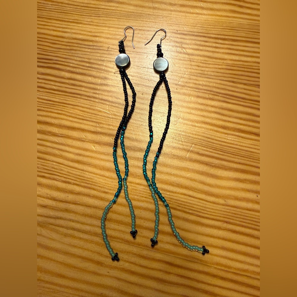 HAND MADE beaded earrings from Wendake, Quebec